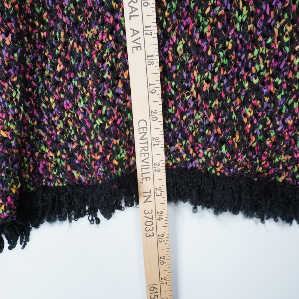 VTG Design Options Philip Jane Gordon MultiColor OpenKnit Fringe Cardigan L Neon - Picture 9 of 12